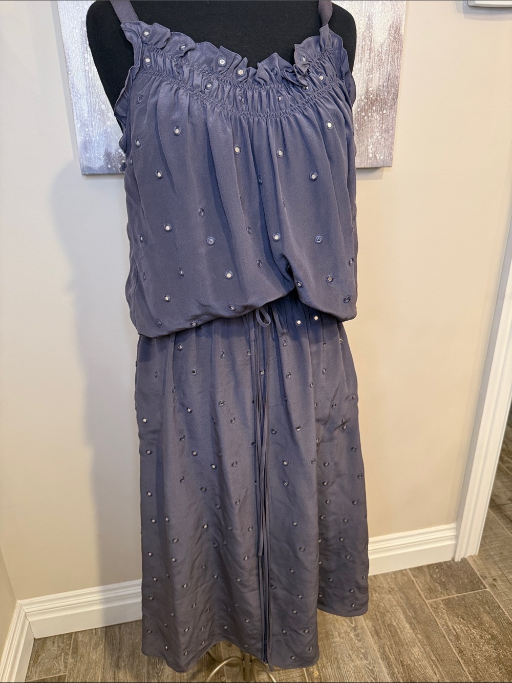 Rebecca Taylor Sleeveless Beaded top and skirt in Slate Blue